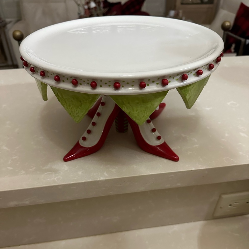 Department 56 Patience Brewster Kringle Christmas High  Heel Shoe Cake Platter
